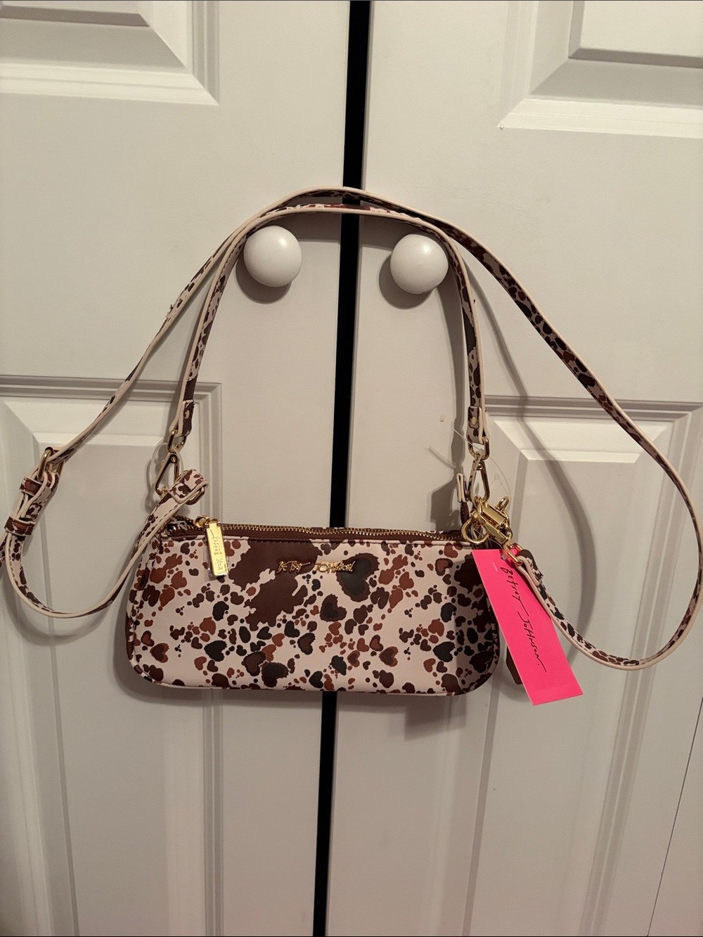 kate spade Speckled Leather Crossbody in Brown and Cream
